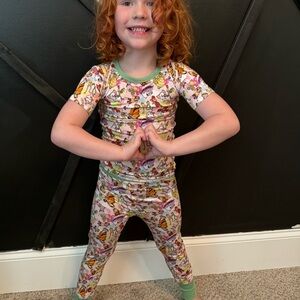 Kids Cartoon Print Bamboo 2-Piece Pajama Set